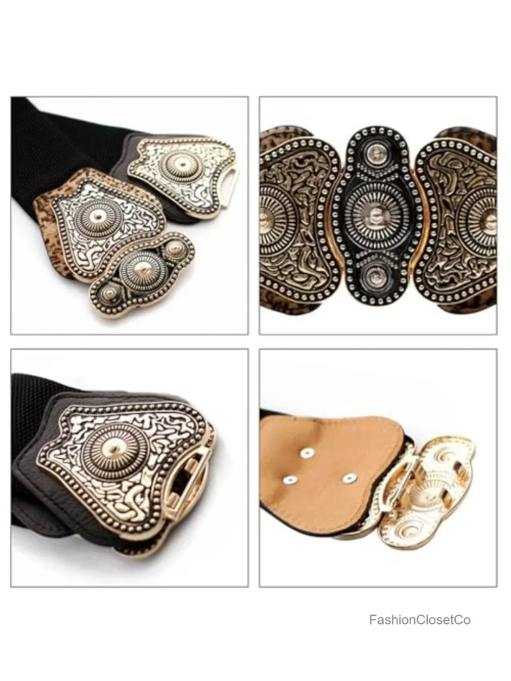 Women's Wide Stretch Elastic Waist Belt Retro Dress Belt Faux Leather